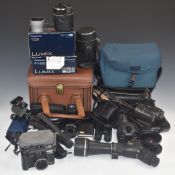 Cameras and accessories to include Praktica LTL 3 SLR with Zeiss Tessar 2.8/50 lens, Tasco 20-