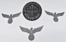 Reproduction German Nazi Third Reich Heeresversuchsstelle - Peenemunde cast metal wall plaque,