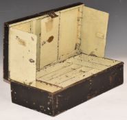 Charles Farlow, London Japanned fishing tackle box with lift out tray, L32 x W17 x H9cm