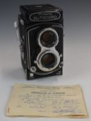 Minolta Autocord TLR camera with Rokkor 75mm lens, with original Cavendish House, Cheltenham receipt