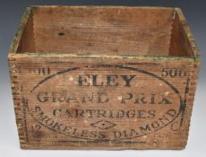 Eley Grand Prix Shotgun Cartridges wooden shipping crate for 500 Smokeless Diamond cartridges,