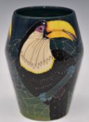 Dennis Chinaworks signed limited edition 11/82 barrel vase decorated with toucans, H16cm