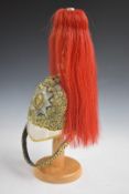 Scale replica Household Cavalry Blues and Royals helmet on stand, H39cm