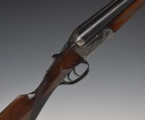 Zabala 20 bore side by side shotgun with engraved locks, underside, trigger guard, top plate, fences