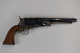 Armi San Marco Colt style .44 revolver with engraved with scenes of ships to the cylinder, brass