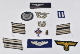 German Nazi Third Reich bronze Mother's Cross together with cloth insignia etc