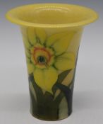 Dennis Chinaworks signed limited edition 19/229 flute vase decorated with daffodils, H14.5cm