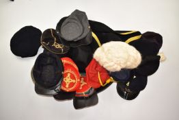 Collection of re-enactment headwear, mostly American Civil War etc