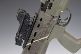 A&K MG 5.56mm Light Support L86 electric airsoft gun with pistol grip, sling mounts and red dot