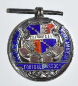 Birmingham & District Works Amateur Football Association hallmarked silver and enamel football