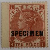 1867-80 QV SP 10d red-brown SG112 Specimen opt fresh M/M with gum.