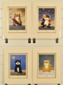 Sue Hemming set of four signed limited edition 100/350 prints 'The Weather Fourcats', comprising