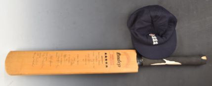 Lindop cricket bat from the Bryan Bros Trophy on Monday July 5th 1982 signed by eight players
