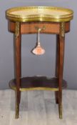 French kidney shaped marble topped mahogany side table with single shaped drawer, ormolu style