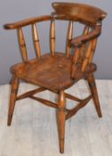 19th/20thC elm seated Windsor armchair