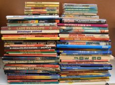 Fifty-five Gerry Anderson annuals and paperback books including Joe 90, Stingray, Thunderbirds,