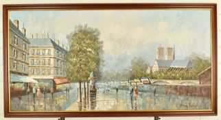 Mary Botto (American, 1913-2002) oil on canvas Parisian street scene, signed lower right, 60 x