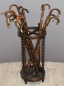 Seventeen late 19thC /20thC walking canes, most with hallmarked silver / white metal mounts, in a