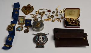 A collection of RAOB and similar medals, cufflinks, badges and ephemera to include vintage car badge
