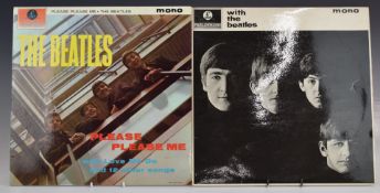 The Beatles - Please Please Me (PMC 1202) and With The Beatles (PMC 1206) both black and yellow.