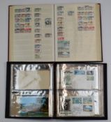 A stockbook of mint and used stamps from GB Commonwealth Fiji and Zanzibar and a folder of Fiji