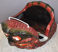 Vintage fairground fibreglass monster/devil ghost train car, width 110cm
