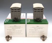 Pair of Accucraft 32mm gauge 16mm scale Welshpool Llanfair cattle vans, in original boxes with
