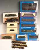 Fifteen Graham Farish, Dapol and Arnold N gauge model railway locomotives, coaches and wagons