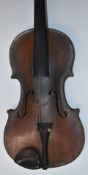 A 19th / 20thC violin with Nicolaus Amatus label inside and single piece back, length of back 34.