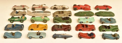 Twenty-five Dinky Toys diecast model sports and racing cars including Jaguar Type D, Auto Union,