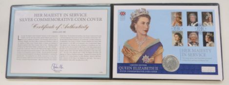 2017 QEII limited edition 59 of 495 'Her Majesty in Service' 1oz silver coin cover in Westminster