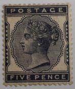 1880-81 QV SP 5d indigo SG169 fresh M/M with gum (has a light NW corner thin)