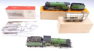 Four 00 gauge model railway locomotives comprising kitbuilt Nu-Cast LNER V2 and a LNER D16, together