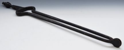 Pair of 19thC fire tongs, L67cm
