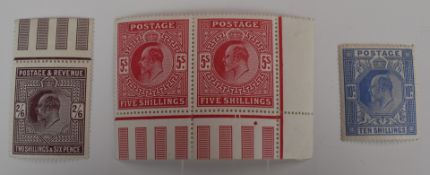 1902 KEVII high values the 2/6 being U/M (M/M on the selvedge only), the 5s. a lightly M/M corner