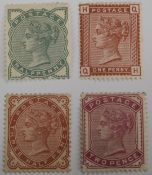 1880-81 QV SP selection of four M/M stamps with gum (2d has light horizontal crease)