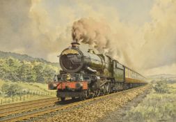 Mike Turner GRA watercolour and gouache steam railway locomotive 'King of the Chilterns', signed