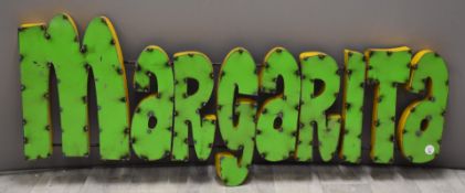 Novelty steel Margarita bar sign, width 110cm