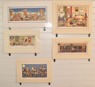 Five Linda Jane Smith signed limited edition novelty cat prints comprising 'A Night on the Tiles'