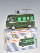 Dinky Supertoys diecast model BBC TV Roving Eye vehicle with green body, grey hubs and rotating