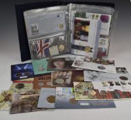 GB coin cover collection in a folder and in original packaging - denominations 50p, £1, £2 and £5.