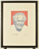 Ronnie Biggs signed limited edition (12/750) colour lithograph portrait, 29 x 19cm framed and
