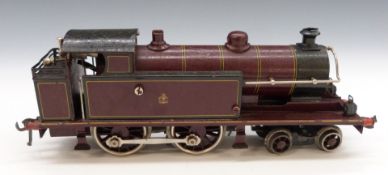 Bing for Bassett Lowke 0 gauge Midland Railway 4-4-0 clockwork tank locomotive, L27cm