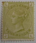 1873-80 QV SP 4d sage-green SG153 pl 15 M/M with gum (light tone spot)