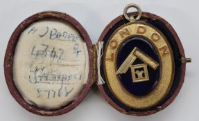 George V hallmarked silver gilt and blue enamel Masonic 'London' jewel or medal, London 1929,