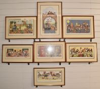 Seven Linda Jane Smith signed limited edition novelty cat prints comprising 'Cat Capers' 448/750, '