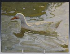 Arthur Wilson Gay (1901-1958) watercolour of a duck on water with reflections, signed and dated 1947