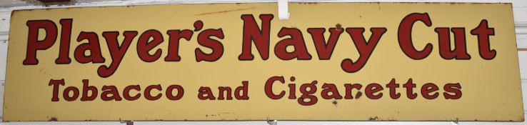 Early 20thC enamel sign 'Player's Navy Cut Tobacco and Cigarettes', 178 x 41cm