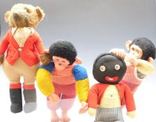 Two Jacko monkey bears together with a similar golly doll and a mohair fox, largest 50cm tall.