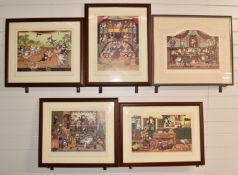 Five Linda Jane Smith signed limited edition novelty cat prints comprising 'Encore' 197/750, '